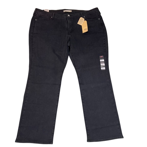 Levi's Denim - Levis Classic Straight Jeans Womens 24W M Black Mid‎ Rise Easy Fit Stretch Denim